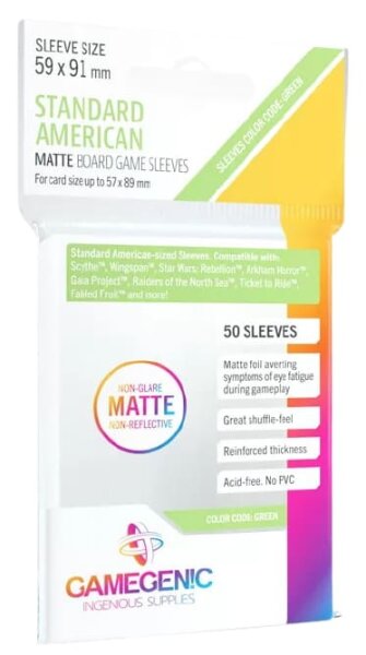 Gamegenic MATTE Standard American Sleeves 59 x 91 (green)