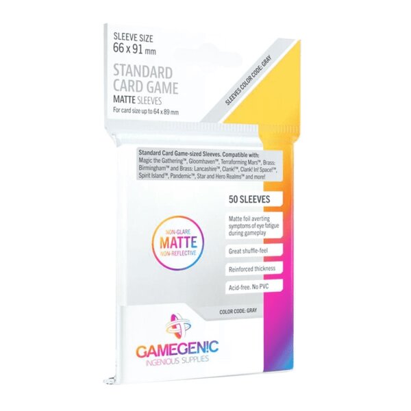 Gamegenic MATTE Standard Card Game Sleeves 66 x 91 (grey)
