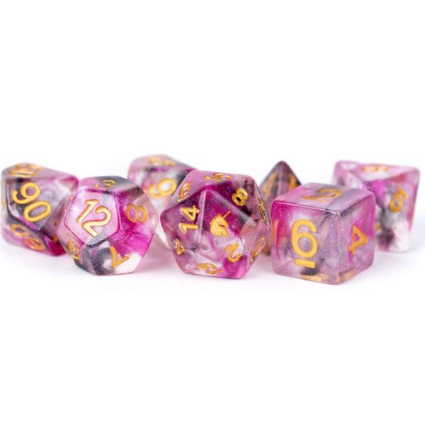 Blushing Steel 16mm Poly Dice Set
