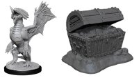 Bronze Dragon Wyrmling & Pile of Sea found Treasure
