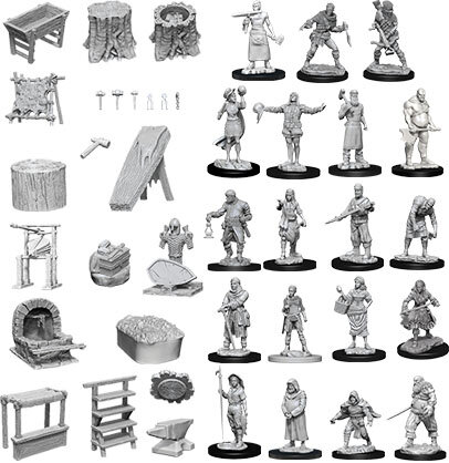 Pathfinder Deep Cuts Unpainted Miniatures Townspeople & Accessories