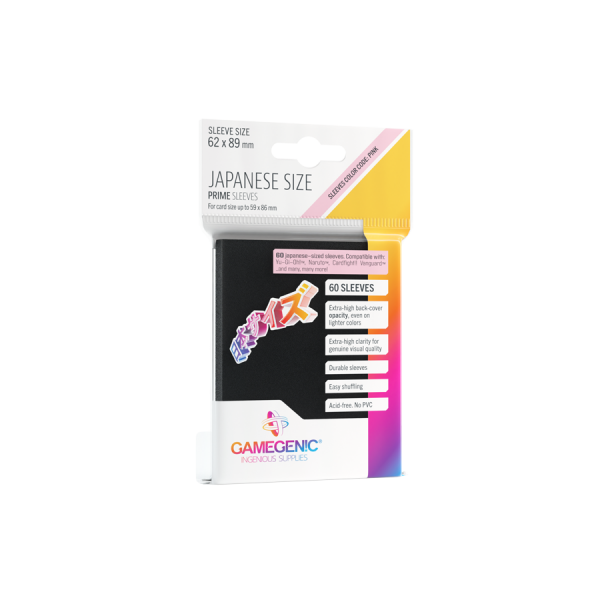 Gamegenic - PRIME Japanese Sized Sleeves Black (60 Sleeves)