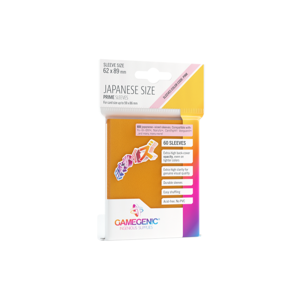 Gamegenic - PRIME Japanese Sized Sleeves Orange (60 Sleeves)