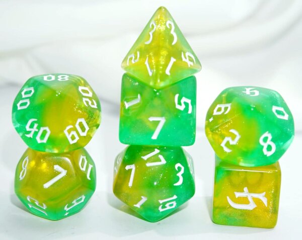 Würfelset Galaxy - Yellow Opalit (7)