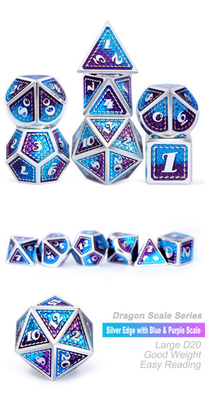 Metal & Enamel Dice Set (7) Dragonfly