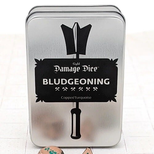 Würfelset: Bludgeoning Damage Metal Copper/Turquoise (7)