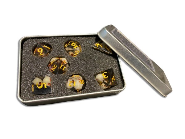 Würfelset: Handcrafted Sharp Edge Resin Skull - Grey