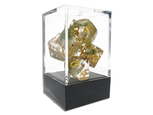 Würfelset: Rounded Corner Resin - Transparent Skull