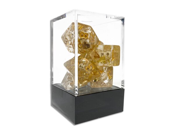 Würfelset: Rounded Corner Resin - Golden Skull