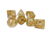 Würfelset: Rounded Corner Resin - Golden Skull