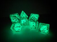 Würfelset: Rounded Corner Resin - Glow In The Dark Mini Dice