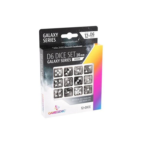 Galaxy Series - Moon - D6 Dice Set 16 mm