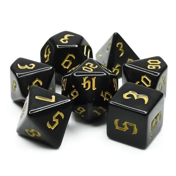Würfelset Opaque: Chon drite Black/Yellow (7)