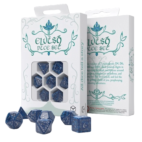 Würfelset: 7 Würfel Elvish Cobalt & Silver