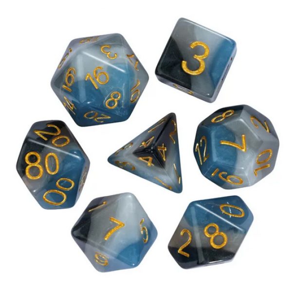 Würfelset: Denim Swirls (7)