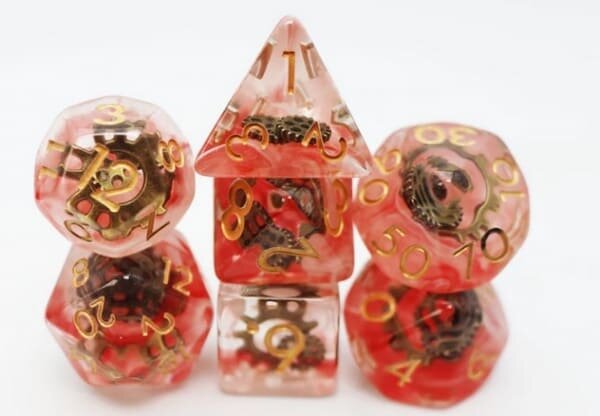 Würfelset: Red Swirl Ancient Gear RPG Dice Set (7)
