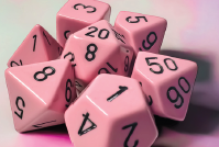 Würfelset: 7 Würfel mehrseitig Opaque Polyhedral Pastel Pink/black