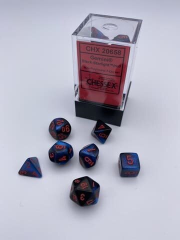 7 Würfel mehrseitig Gemini Mini-Polyhedral Black-Starlight/red