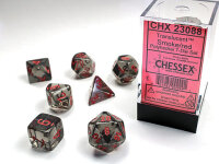 7 Würfel mehrseitig Translucent Polyhedral Smoke/red
