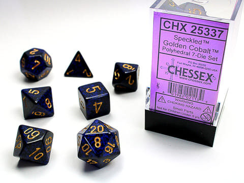 7 Würfel mehrseitig Speckled Polyhedral Golden Cobalt