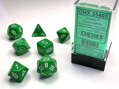 7 Würfel mehrseitig Opaque Polyhedral Green/white