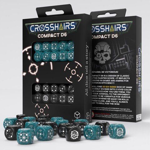 Würfelset: 20 Würfel 6-seitig Crosshairs Compact D6: Stormy&Black