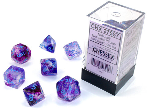 Würfelset: 7 Würfel mehrseitig Nebula® Polyhedral Nocturnal™/blue Luminary™ 7-Die Set