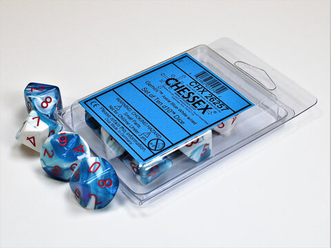 Würfelset: 10 Würfel mehrseitig Gemini® Astral Blue-White/red Set of Ten d10s