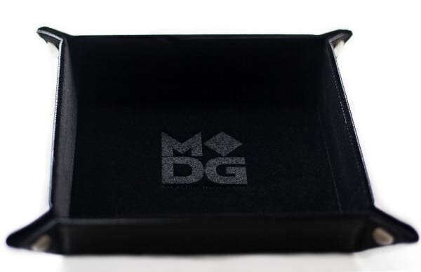 Velvet Folding Dice Tray 10x10 Black with Leather Backing