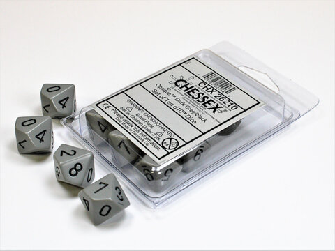 Würfelset: 10 Würfel mehrseitig Opaque Dark Grey/black Set of Ten d10s