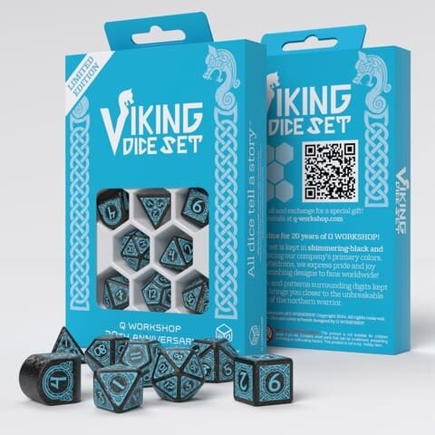 Würfelset: 8 Würfel mehrseitig Q WORKSHOP 20 years: Viking Dice Set