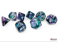 Nebula Flourite/white Polyhedral 7-Dice Set (with bonus die)