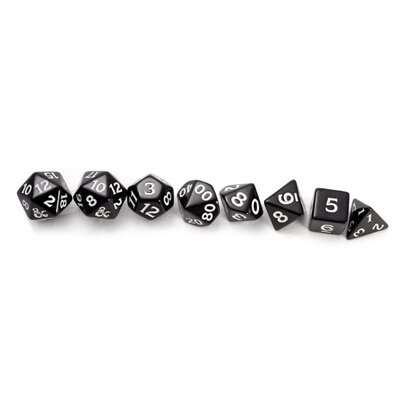 Würfelset: 11 Würfel mehrseitig Sirius Dice - D&D New Adventurer Set - Black Dice