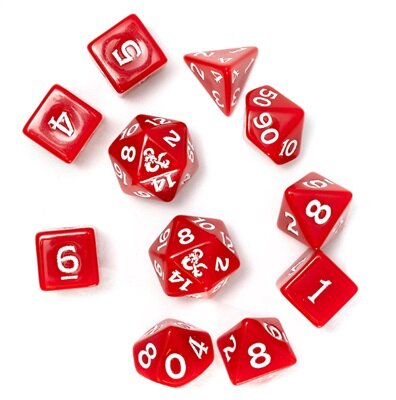 Würfelset: 11 Würfel mehrseitig Sirius Dice - D&D New Adventurer Set - Red Dice