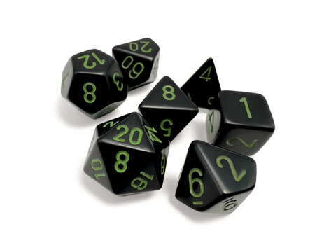 Würfelset: 7 Würfel mehrseitig Opaque Polyhedral Black/green 7-Die Set