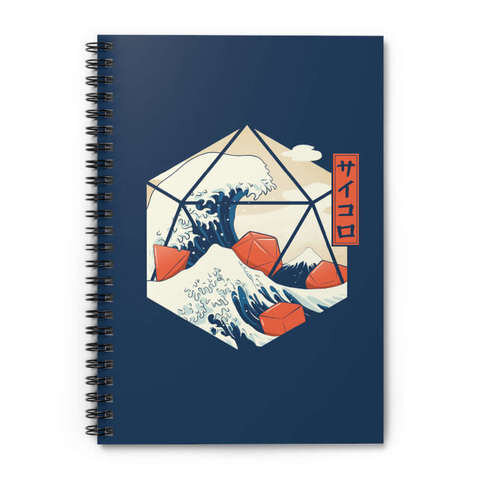 Great wave of Dice Spiral Notizbuch (liniert)