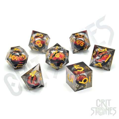Würfelset: 7 Würfel mehrseitig Fire Dragons Gaze Floating Eye RPG Dice Set