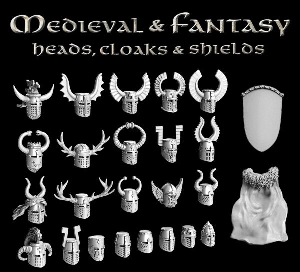Medieval & Fantasy Heads, Cloaks & Shields  - Victrix