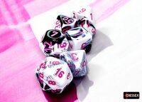 Würfelset: 7 Würfel mehrseitig Gemini® Polyhedral Black-White/pink 7-Die Set
