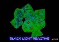 Würfelset: 7 Würfel mehrseitig Gemini® Polyhedral Plasma Green-Teal/orange Luminary™ 7-Die Set