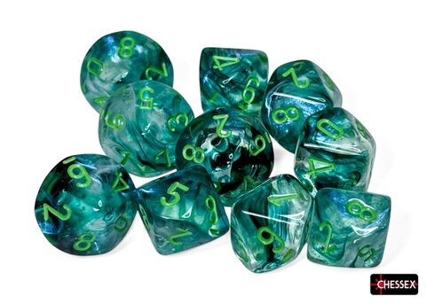 Würfelset: 10 Würfel zehnseitig Borealis® Kelp/light green Luminary™ Set of Ten d10s