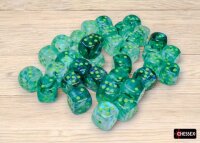Würfelset: 36 Würfel 6-seitig Borealis® 12mm d6 Kelp/light green Luminary™ Dice Block™ (36 dice)