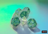 Würfelset: 7 Würfel mehrseitig Borealis® Polyhedral Kelp/light green Luminary™ 7-Die Set