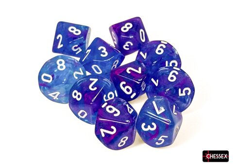 Würfelset: 10 Würfel zehnseitig Nebula® Aura™/white Luminary™ Set of Ten d10s
