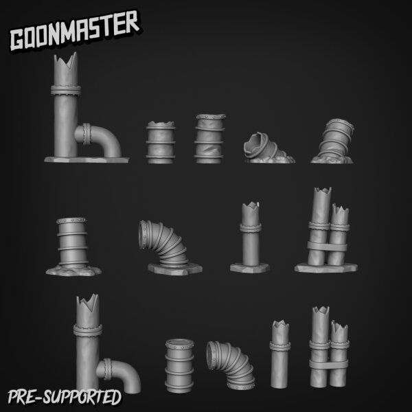 Goonmaster: Set 148 - Industrial Pipes (3D-Druck)