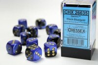 Würfelset: Gemini 16mm W6 Black-Blue/gold...