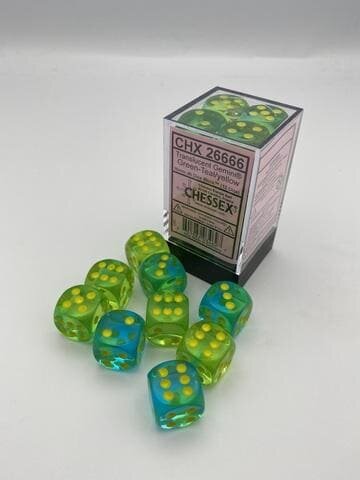 Würfelset: Gemini 16mm W6 Green-Teal/yellow Würfel Block (12)