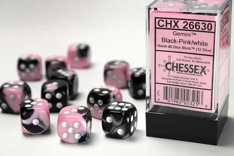Würfelset: Gemini 16mm W6 Black-Pink/white...