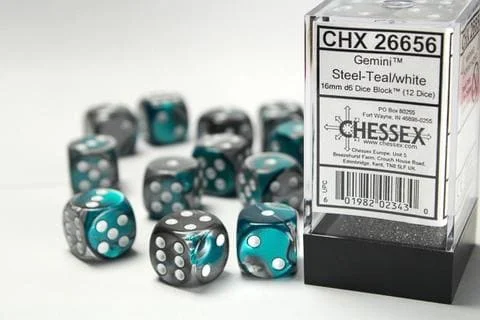 Würfelset: Gemini 16mm W6 Steel-Teal/white...