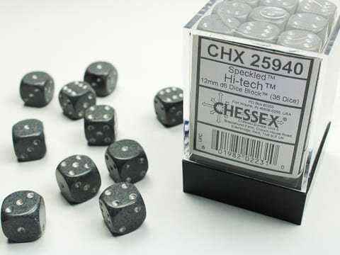 Würfelset: 36 Würfel, Speckled 12mm d6 Hi-Tech Dice Block